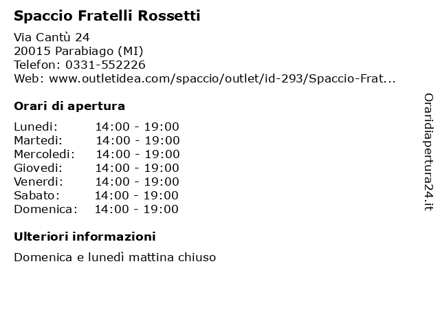 Fratelli rossetti sale spaccio